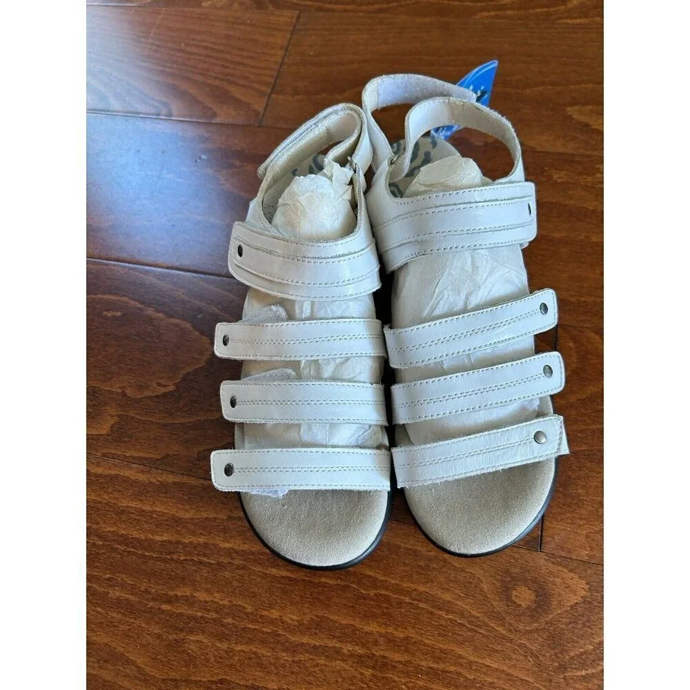Propet Women's 6‎ M Aurora Wedge Sandal White Open Adjustable NEW Leather